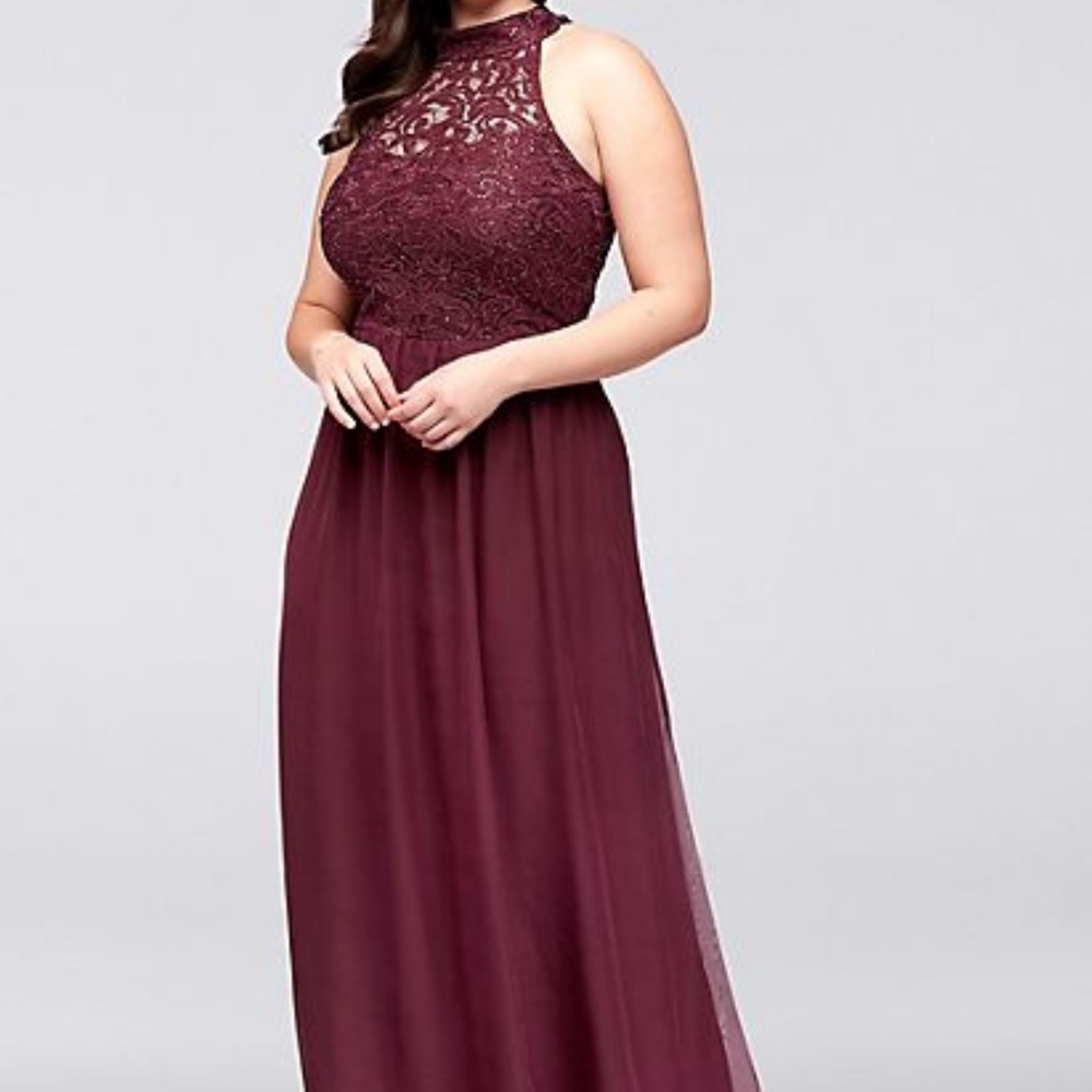 High-Neck Chiffon Gown with Ladder Back